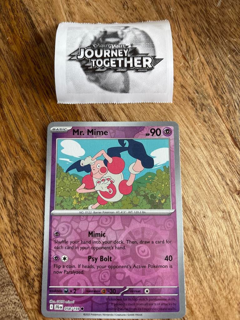 Pokémon Kaart Mr. Mime JTG EN 058/159, Ophalen of Verzenden, Zo goed als nieuw, Losse kaart