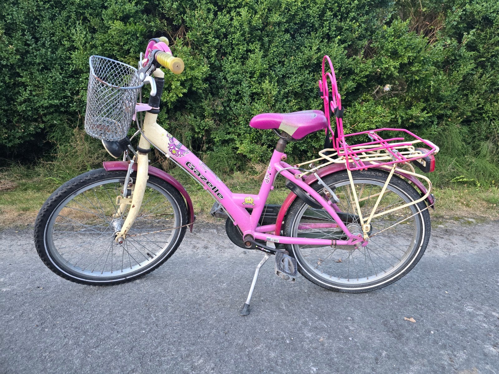 Gazelle 20 inch meisjesfiets - roze/geel, Fietsen en Brommers, Ophalen, Gebruikt, 20 inch