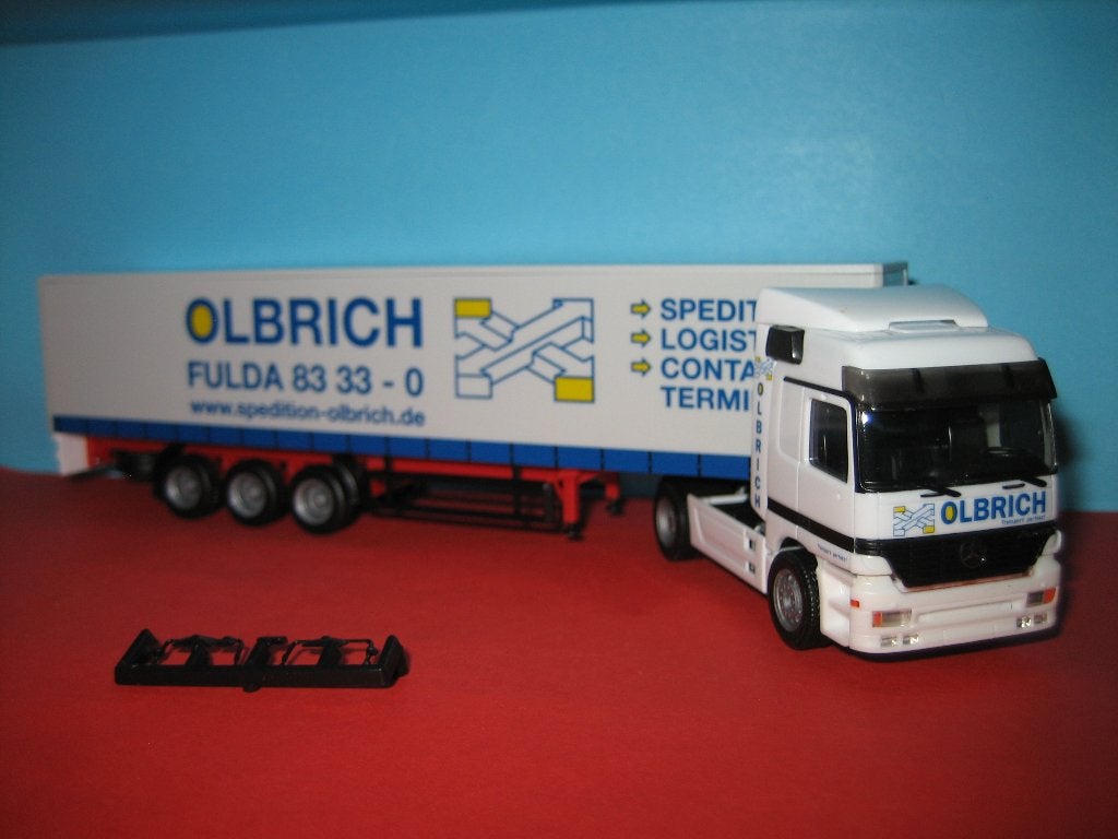 Olbrich  MERCEDES actros met oplegger  Herpa, Ophalen of Verzenden, Nieuw, Bus of Vrachtwagen, Herpa