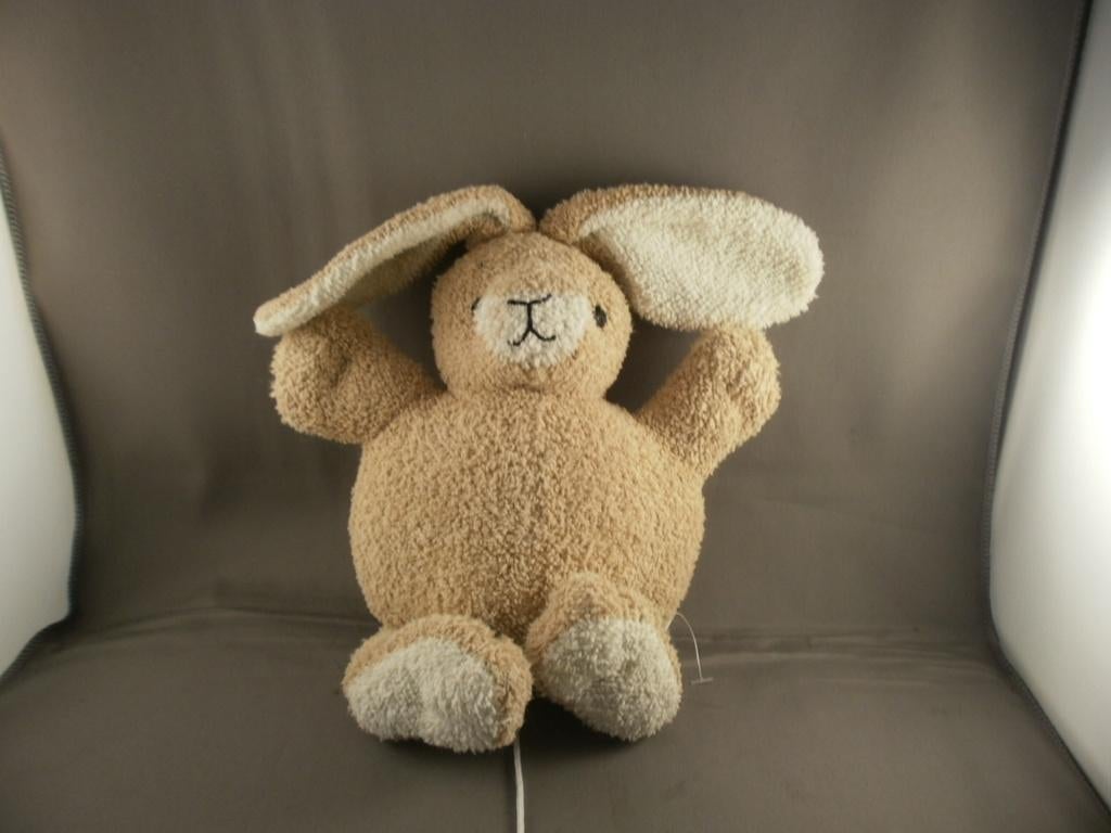 Funny bunny badstof konijn bruin crème oren snuit/poot 36 cm, Ophalen of Verzenden, Zo goed als nieuw, Konijn