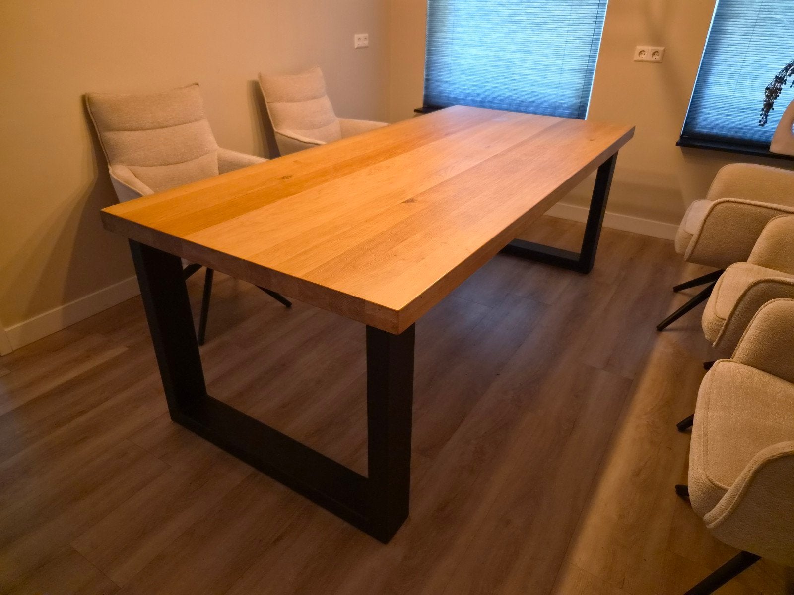 Eiken eettafel, Huis en Inrichting, Tafels | Eettafels, Ophalen, Gebruikt, Eikenhout, 200 cm of meer