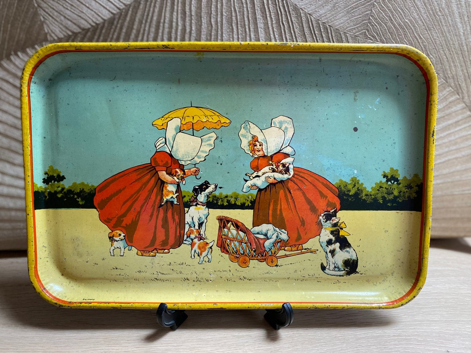 Antiek vertinde dienblad met Hollands tafereeltje, Ophalen of Verzenden