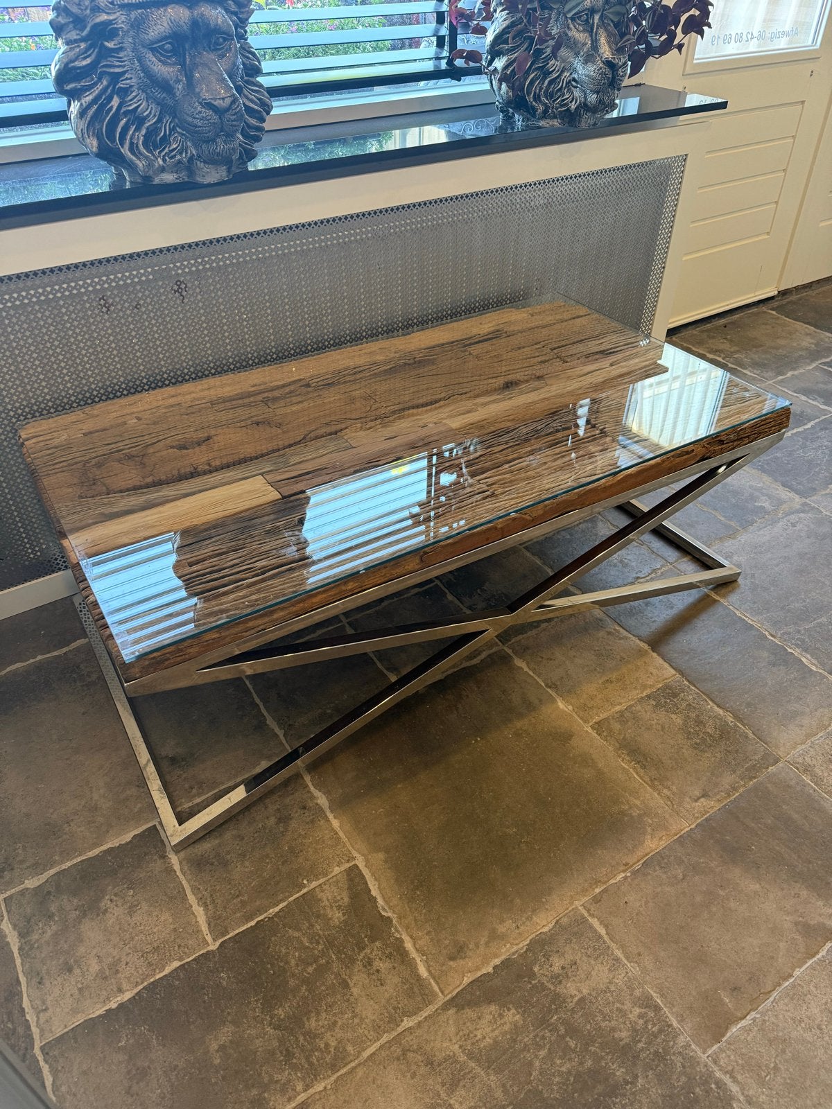 Richmond salontafel 130x70x45 met gratis glasplaat, Ophalen, 100 tot 150 cm, 50 tot 100 cm, Zo goed als nieuw