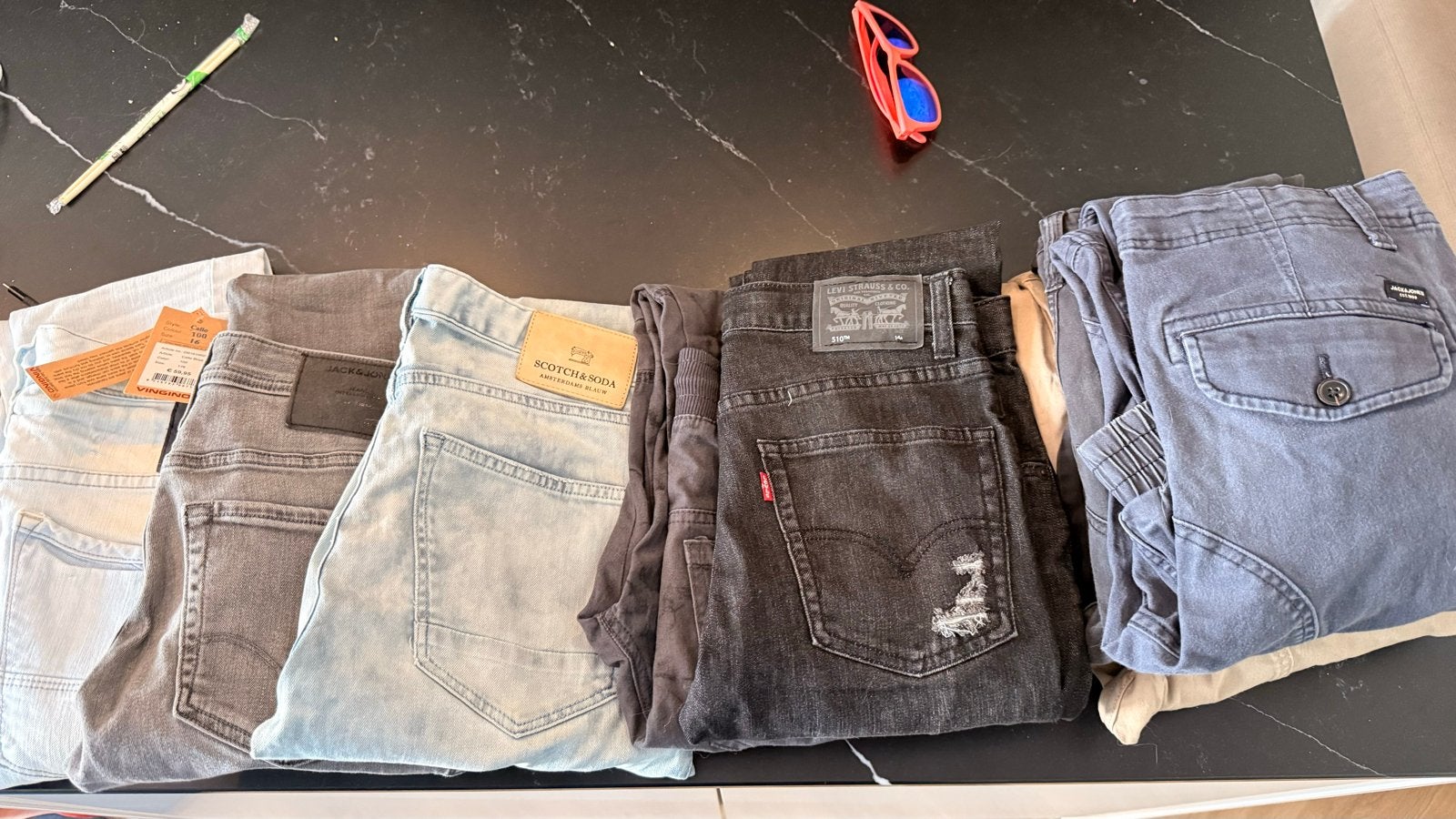 Jongensbroeken maat 29/34 lang petrol Levis Jack & Jones Onl, Ophalen, Gebruikt, Jongen
