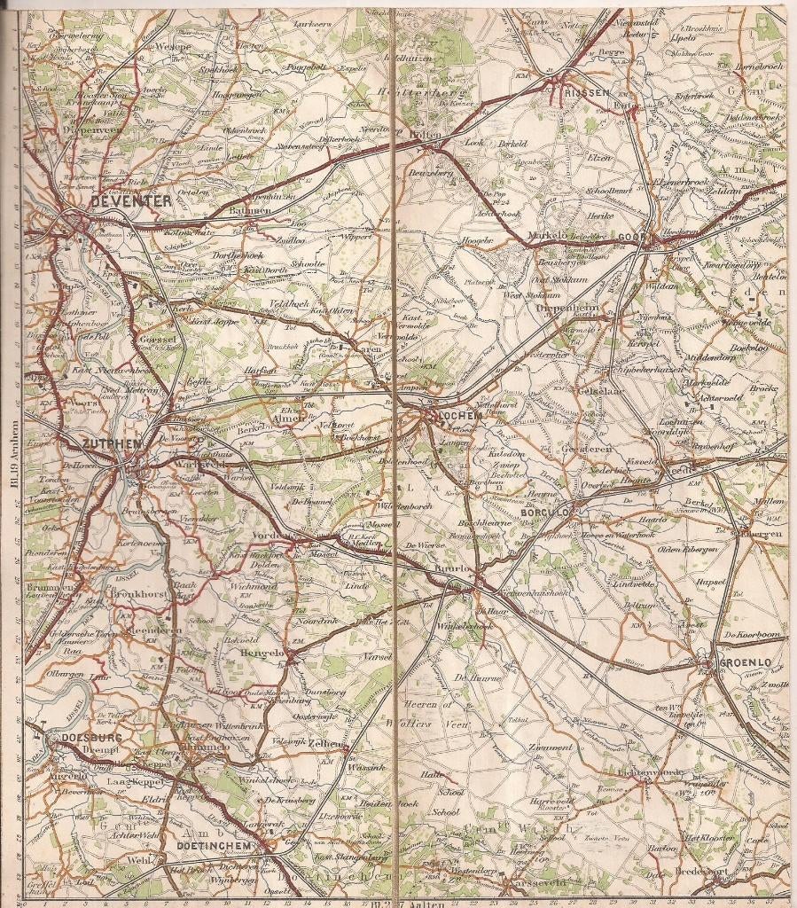 Kaart Zutphen. Atlas ANWB Blad 20 1914, Antiek en Kunst, Kunst | Etsen en Gravures, Ophalen of Verzenden