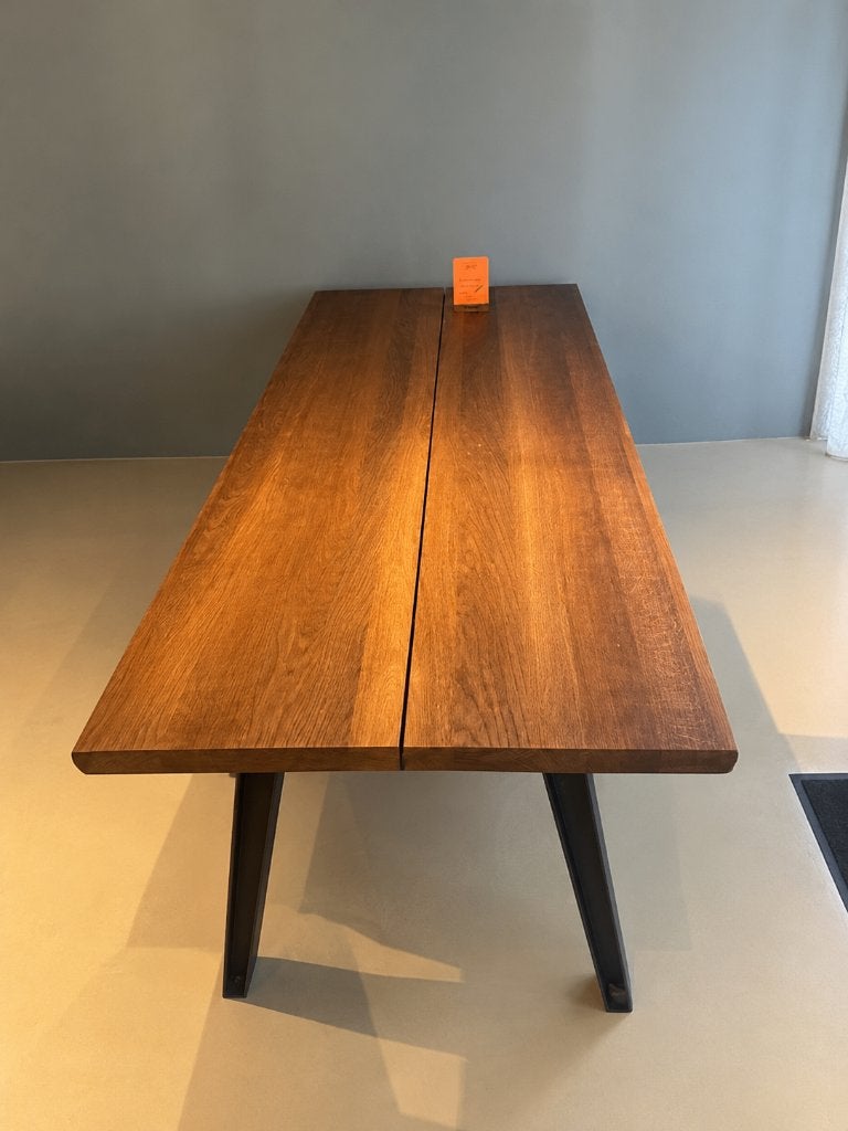 Q-Live Side to Side eettafel – 240 x 100 cm – noten, 200 cm of meer, 50 tot 100 cm, Zo goed als nieuw, Vijf personen of meer