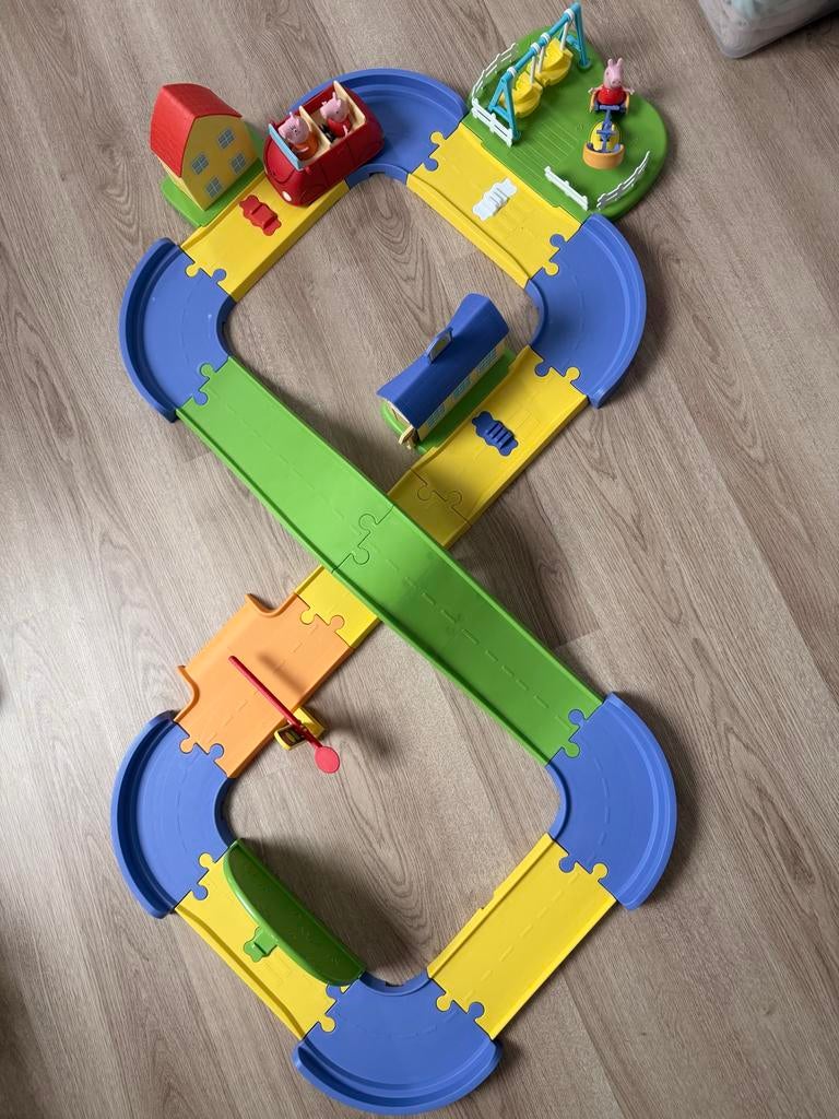 Peppa Pig Racebaan met Auto, Huisje en Speeltuin, Zelf te bouwen, Handmatig, Ophalen, Overige merken