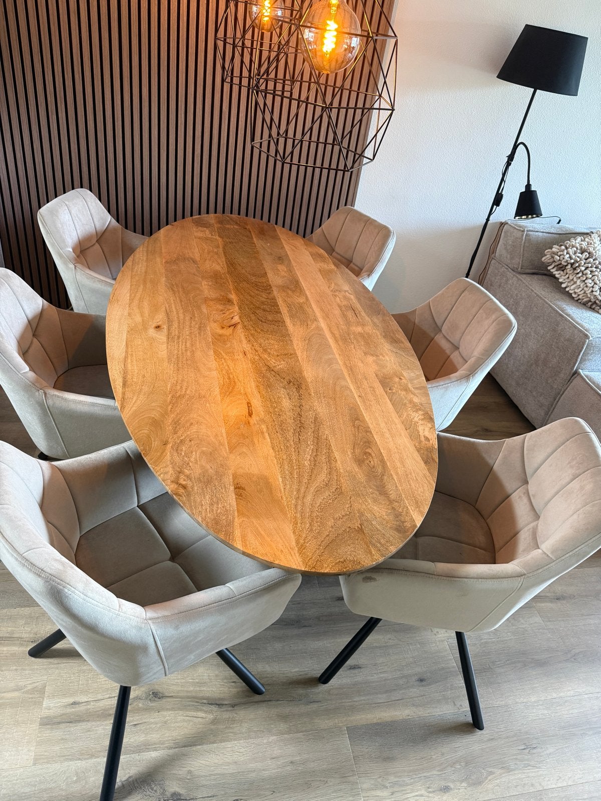Houten eettafel met zwarte spinpoot 210x100, Ophalen, 100 tot 150 cm, 200 cm of meer, Zo goed als nieuw