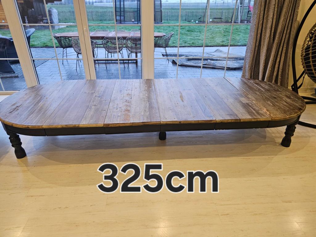 Uitschuifbare ovale eettafel van gerecycled hout, Landelijk, Klassiek, Robuust, Gebruikt, 200 cm of meer, Vijf personen of meer