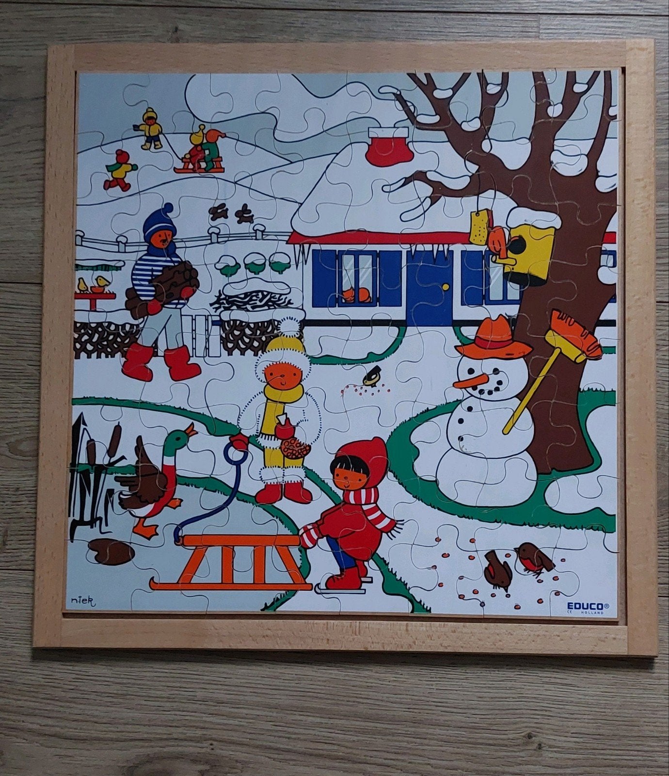 educo winterpuzzel 64 stukjes, Ophalen of Verzenden, Meer dan 50 stukjes, Zo goed als nieuw, 4 tot 6 jaar