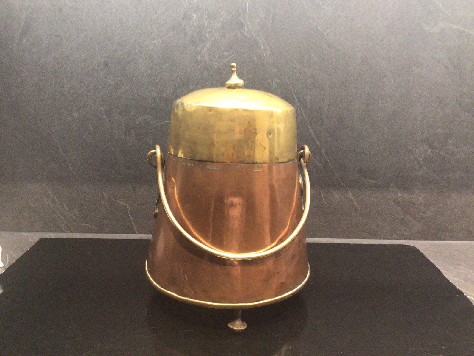 Antieke koperen doofpot met messing deksel – brocante!, Ophalen of Verzenden, Koper