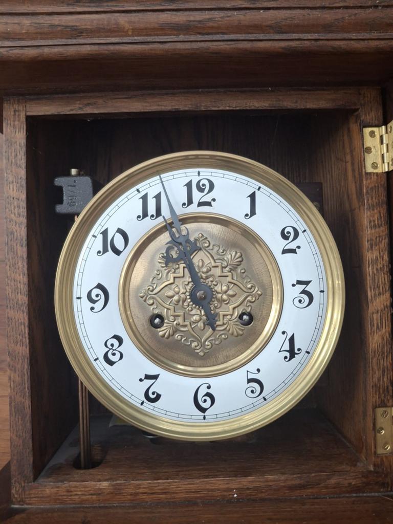 Antieke Eiken Wandklok met Slinger - Klassiek Design, Ophalen