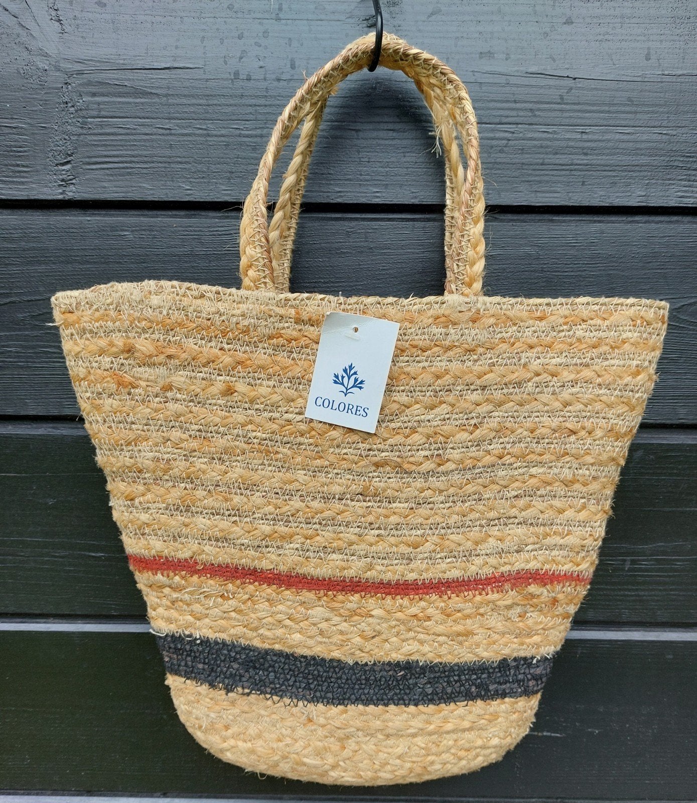 Nieuwe Colores Jute Shopper met Gestreepte Details, Sieraden, Tassen en Uiterlijk, Tassen | Damestassen, Ophalen of Verzenden