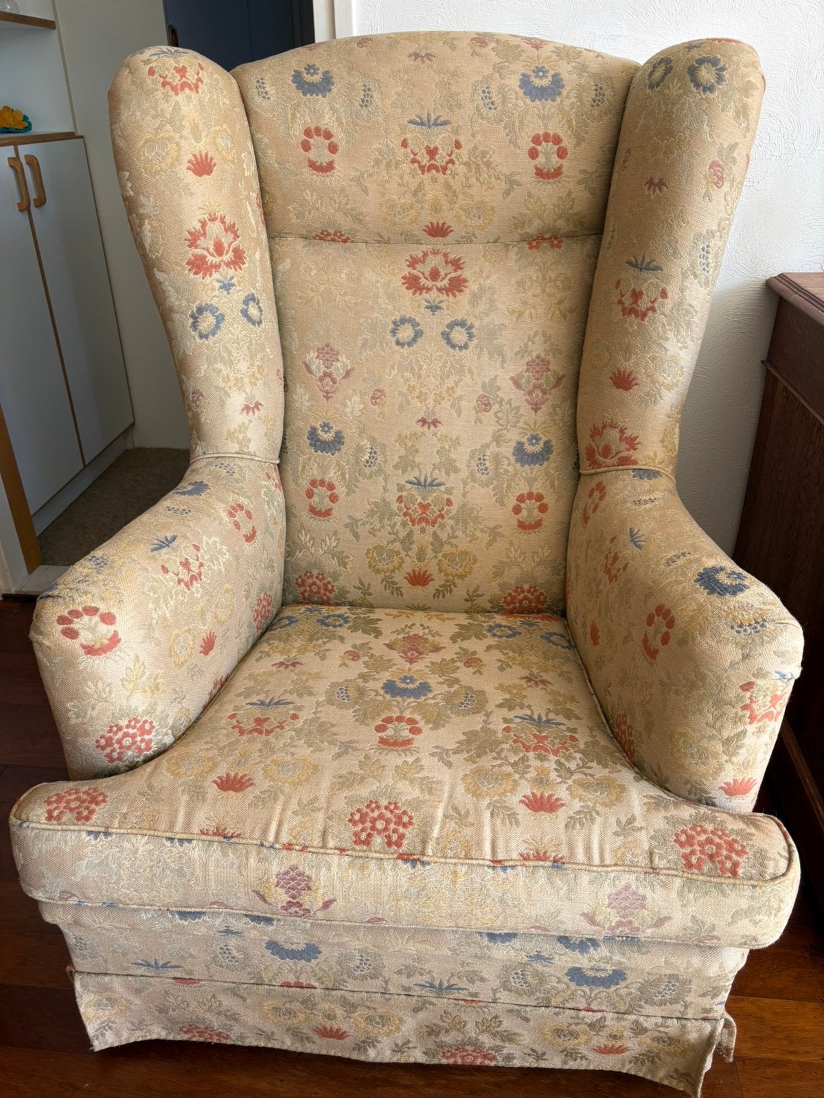 Forse Engelse, stoffen oorfauteuil (vintage), Huis en Inrichting, Ophalen, Gebruikt, Minder dan 75 cm, 75 tot 100 cm