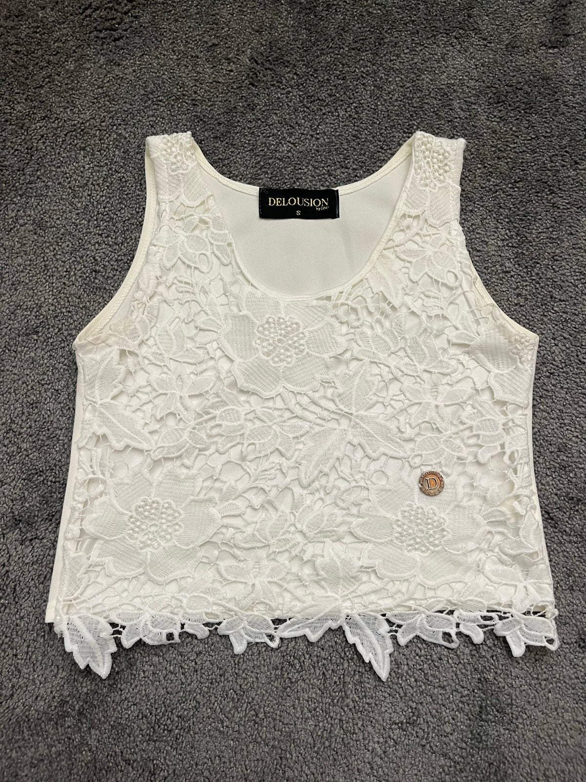 Delousion witte top met kant - Maat S, Wit, Ophalen of Verzenden, Zo goed als nieuw, Maat 36 (S)