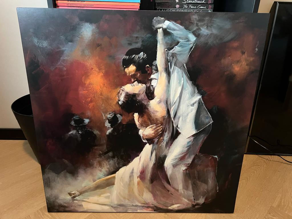 Houten schilderij van dansend koppel, Ophalen