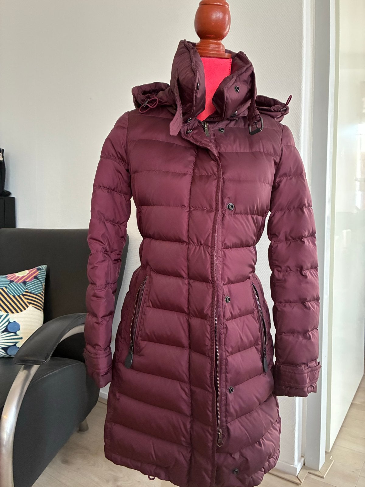 Burberry Brit donsjas maat S, bordeauxrood, Verzenden, Zo goed als nieuw, Maat 36 (S), Overige kleuren