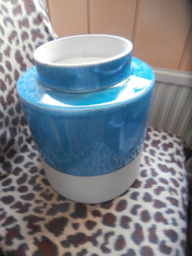 vaas groot blauw wit grote mooie bloempot, Blauw, Ophalen of Verzenden, Zo goed als nieuw, Geschikt voor droogbloemen