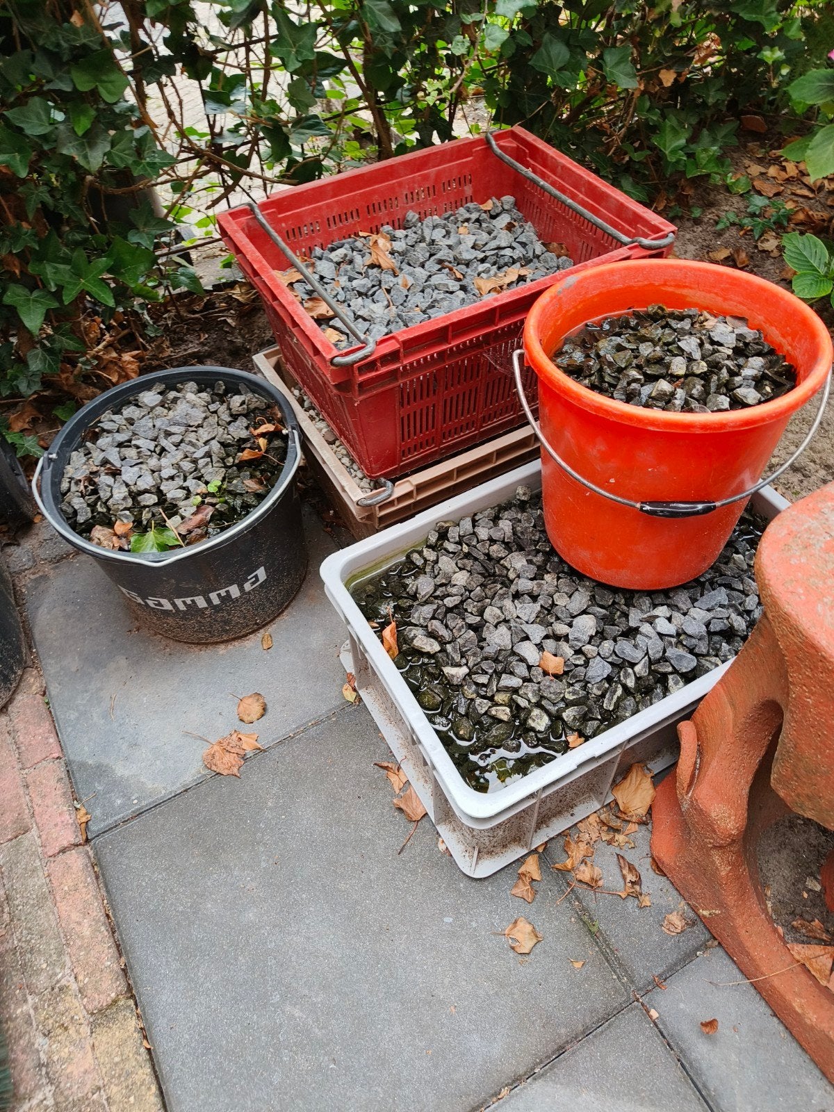 Gratis afhalen: Siergrind/kiezelstenen, Tuin en Terras, Grind, Keien en Split, Ophalen, Overige materialen, Gebruikt, Grind