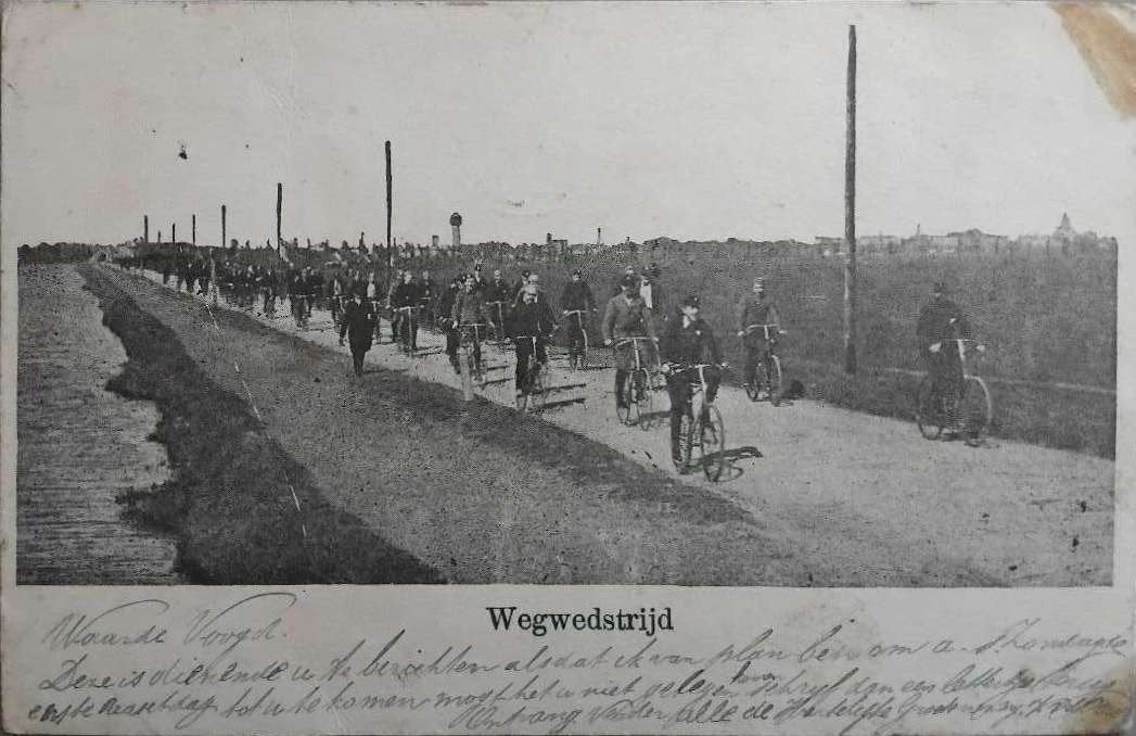 Wegwedstrijd Wielrennen (ca. 1905), Fotokaart, Verzenden, Voor 1920, Gelopen, Noord-Holland