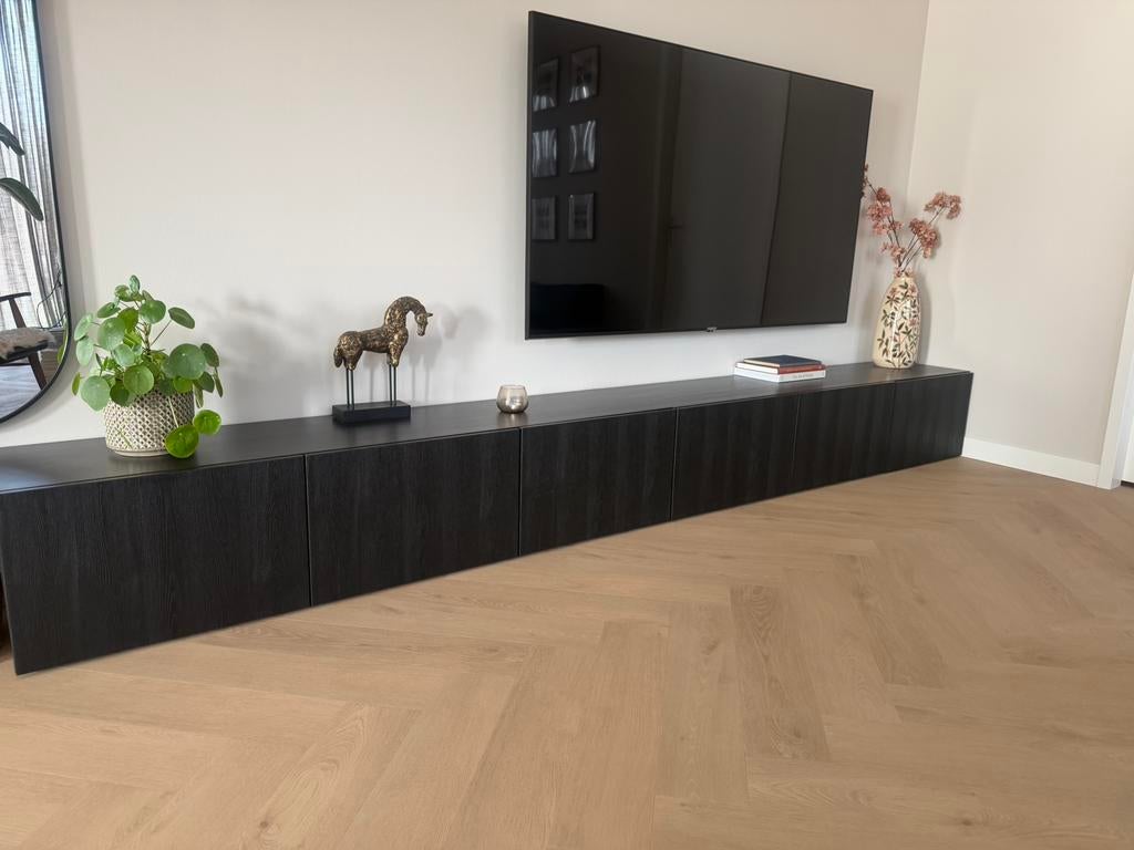 2x Ikea Besta TV meubel zwart - 180 cm, Ophalen, Gebruikt, 200 cm of meer, Minder dan 100 cm