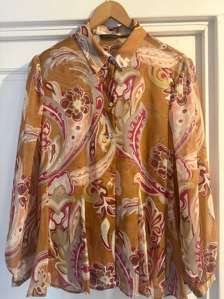 Zara Blouse met Paisley Print - Maat L, Ophalen of Verzenden, Zo goed als nieuw, Maat 42/44 (L), Bruin