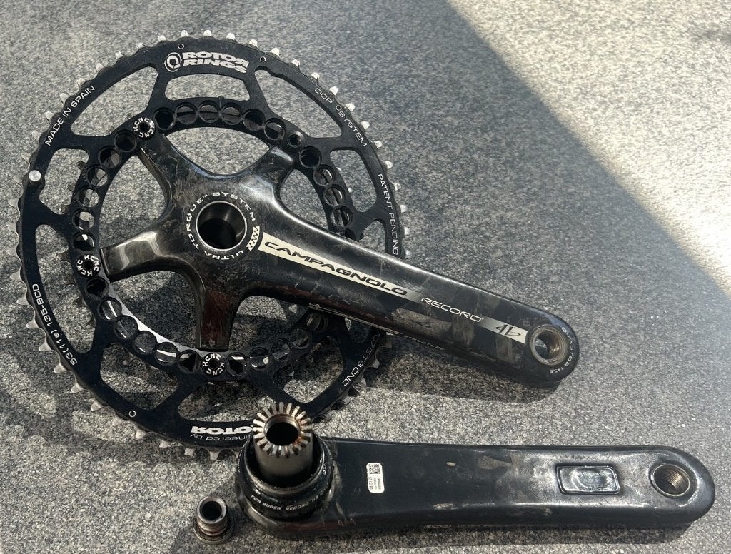 carbon Campagnolo Record Ultra Torque crankstel, Rotor, Fietsen en Brommers, Crankstel of Pedalen, Gebruikt, Ophalen of Verzenden