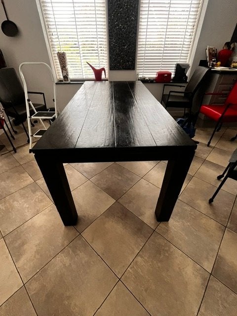 Zware zwart eiken eettafel, Huis en Inrichting, Tafels | Eettafels, Ophalen, Gebruikt, Eikenhout, 200 cm of meer