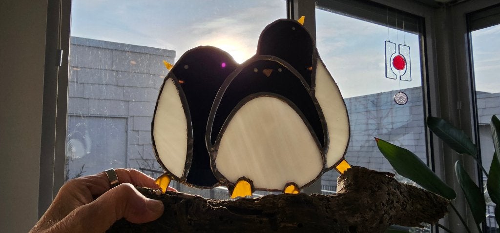 Pinguïns in Glas en lood/Tiffany uniek, Ophalen of Verzenden, Nieuw, Meerkleurig, Glas
