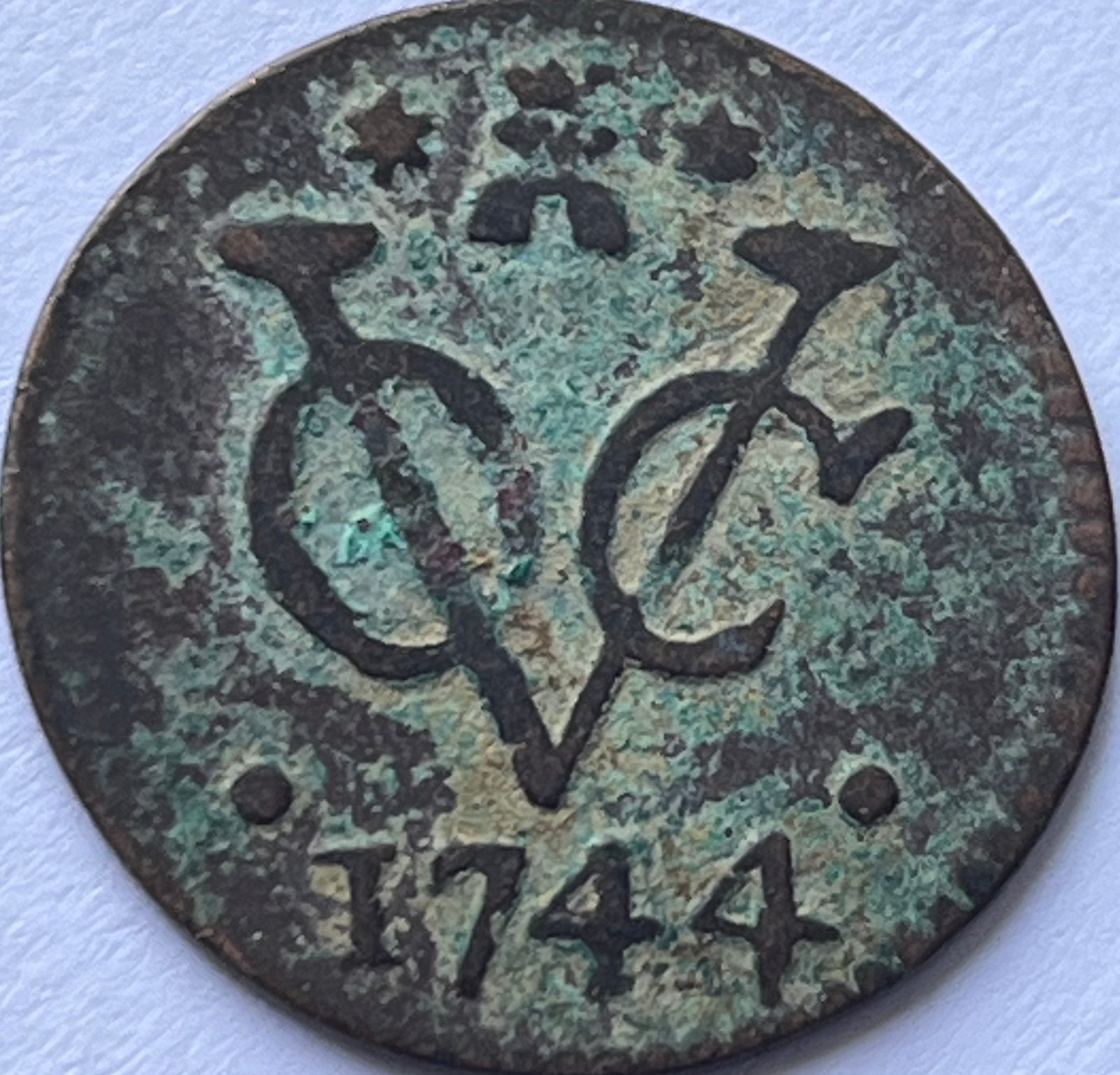 Zeeuwse VOC duit 1744, Postzegels en Munten, Munten | Nederland, Ophalen of Verzenden, Vóór koninkrijk, Overige waardes, Losse munt