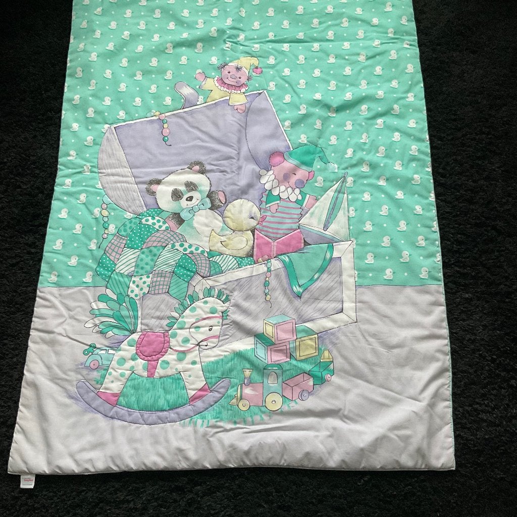Mintgroen/lila baby(box)speelkleed, ledikantdekbed/sprei, Ophalen, Overige merken, Wasbaar, Babybedje
