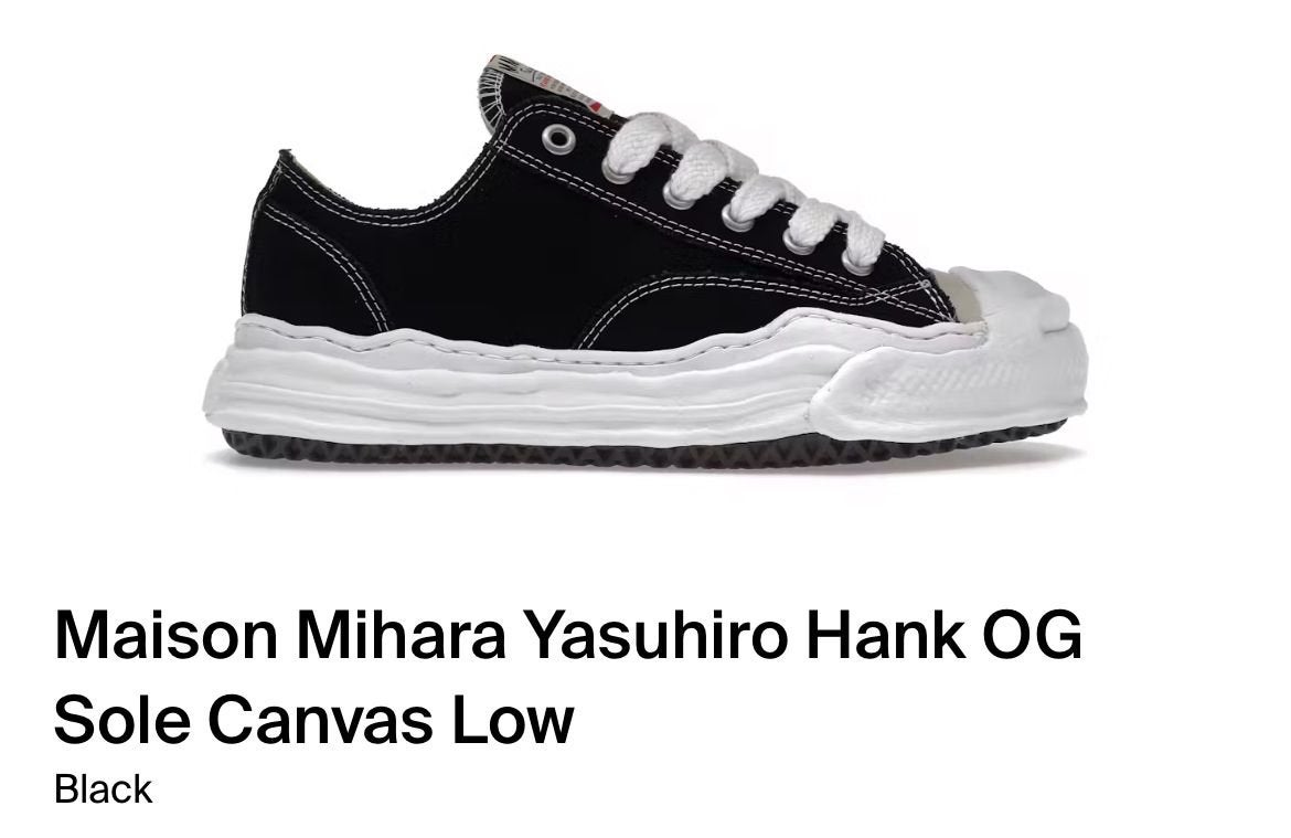 Maison Mihara Yasuhiro Hank OG Sole Canvas Low Zwart, Zwart, Nieuw, Ophalen of Verzenden, Sneakers of Gympen