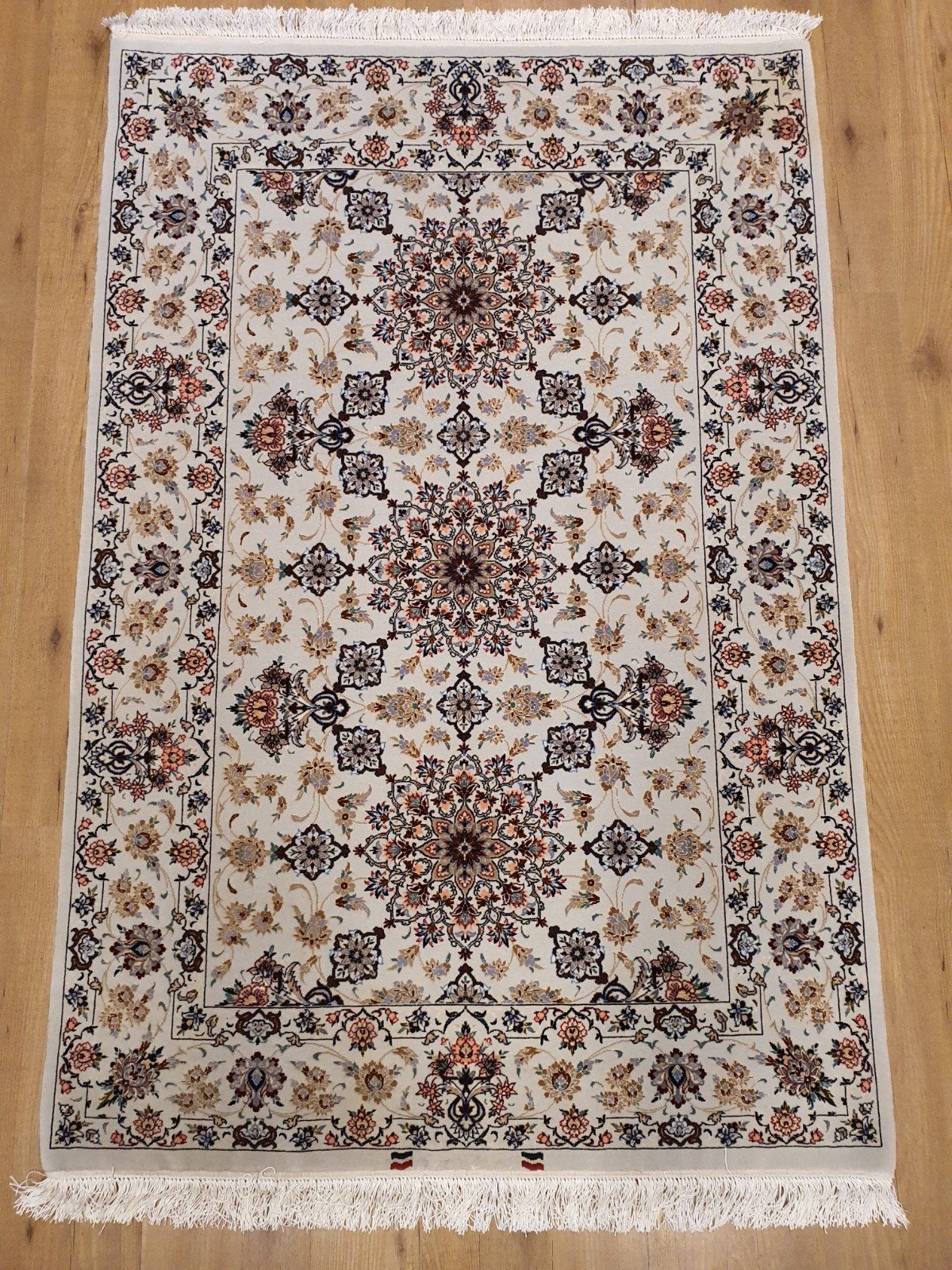 Vintage handgeknoopt perzisch tapijt isfahan 160x98, Info@SlatsAntiek.nl, Tweedehands, Perzisch, 150 tot 200 cm
