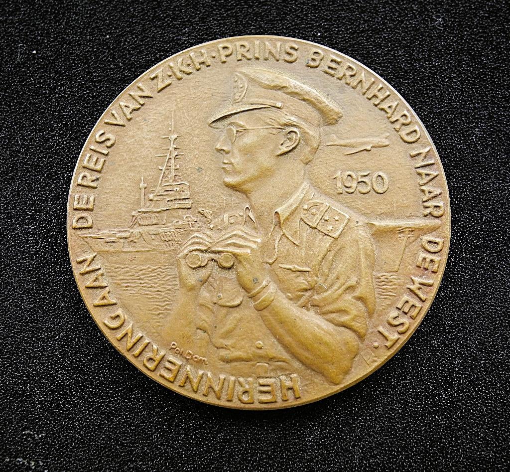 Zeldzaam! Herdenkingspenning Prins Bernhard (VPK, 1950), Ophalen of Verzenden, Brons, Nederland