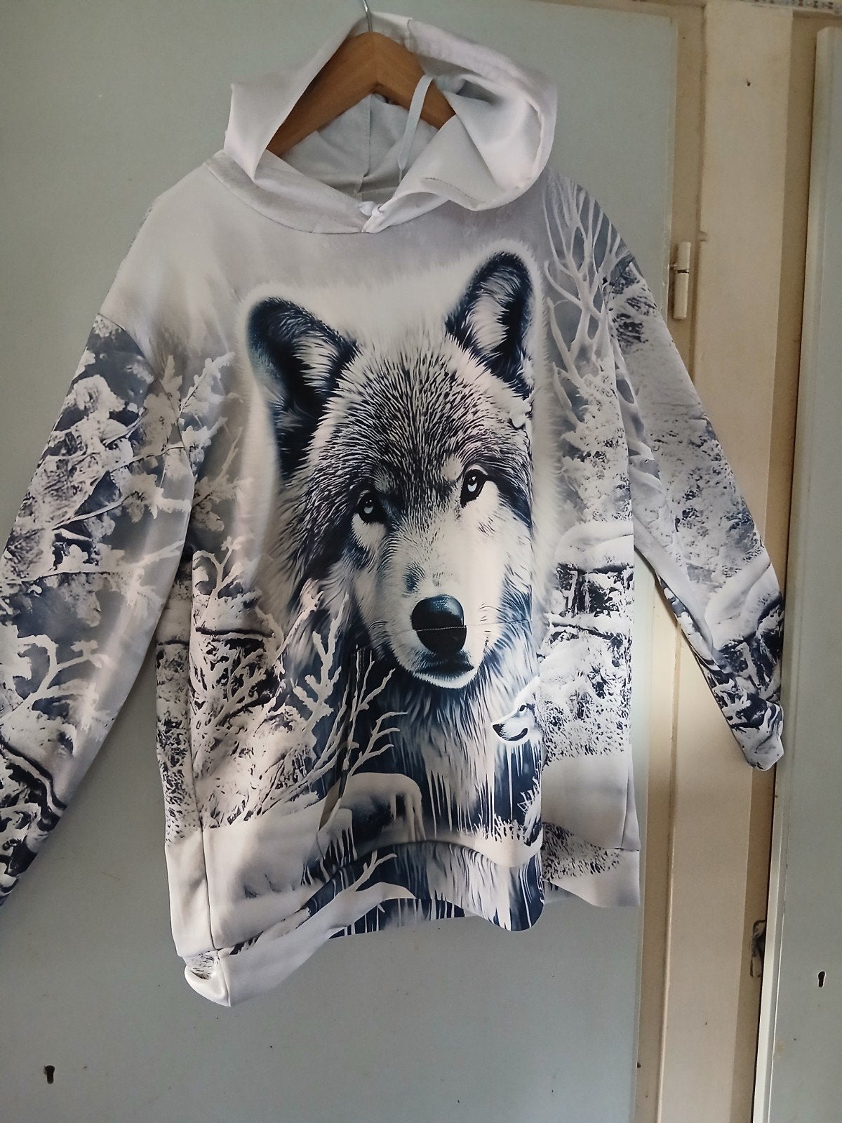 Hoodie met wolf print - Maat L, Ophalen of Verzenden