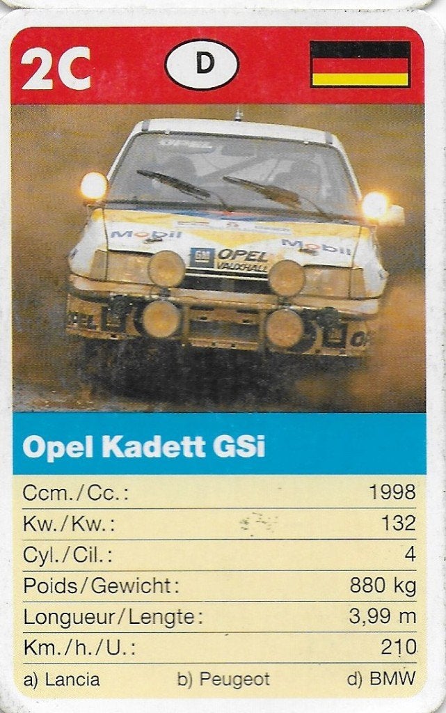 Kw4689 autokaartje 2c opel kadett gsi, Ophalen of Verzenden, Zo goed als nieuw, Auto's