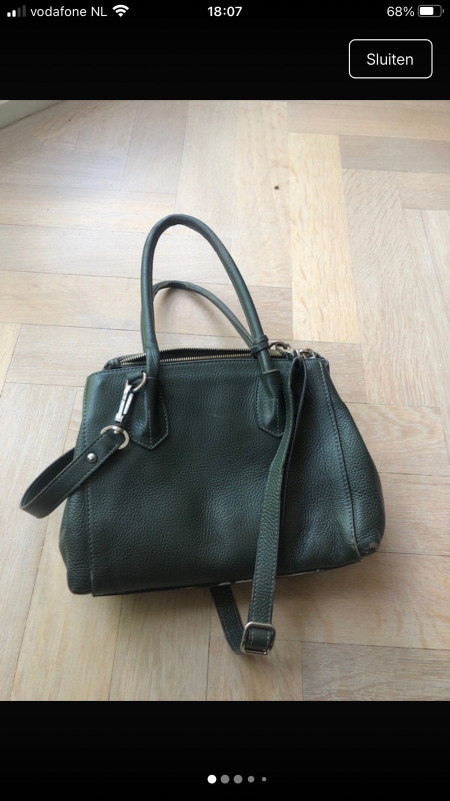 Abro leren tas, Ophalen of Verzenden, Gebruikt, Groen, Handtas