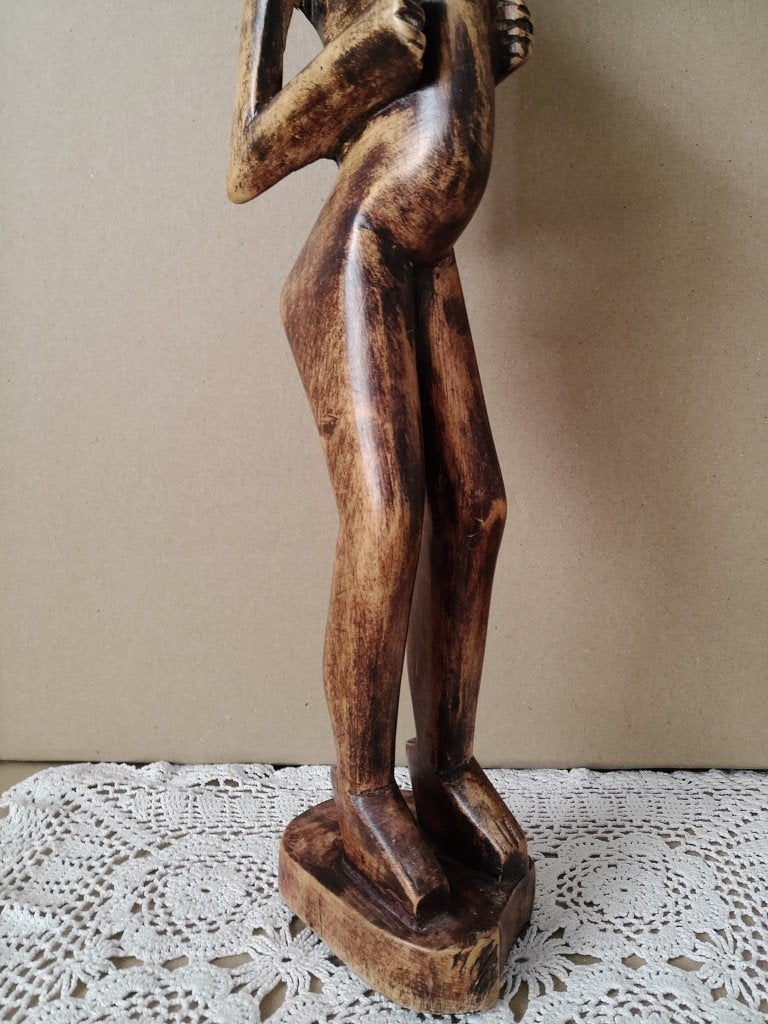 Afrikaans beeld vruchtbaarheidsbeeld 56cm Senufo Ivoorkust?, Antiek en Kunst, Hout, 56 cm, Bruin, Afrika
