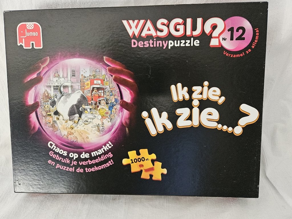 Wasgij puzzel Destny : Nr 12  Chaos op de markt, Ophalen of Verzenden, 500 t/m 1500 stukjes, Zo goed als nieuw, Legpuzzel