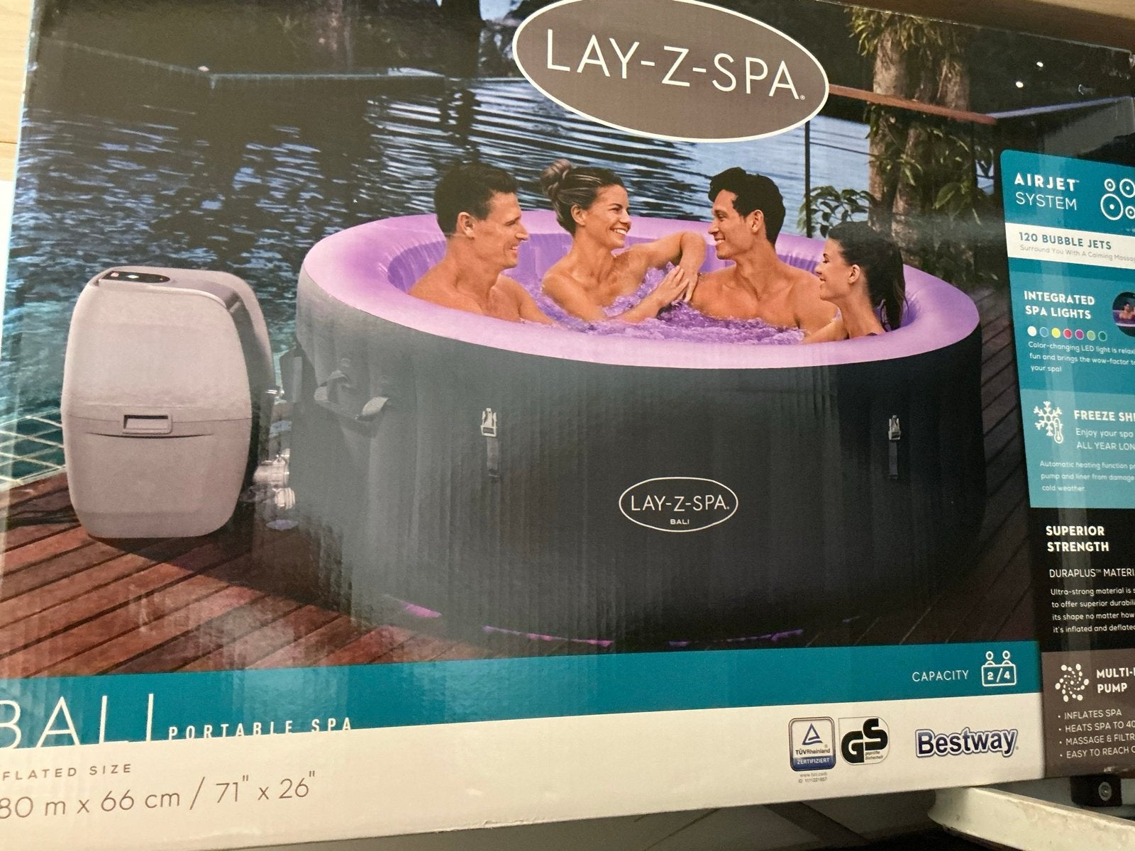 Lay-Z-Spa Bali Opblaasbare Jacuzzi met LED Verlichting, Tuin en Terras, Bubbelbaden en Hottubs, Ophalen, Nieuw, Filter, Opblaasbaar