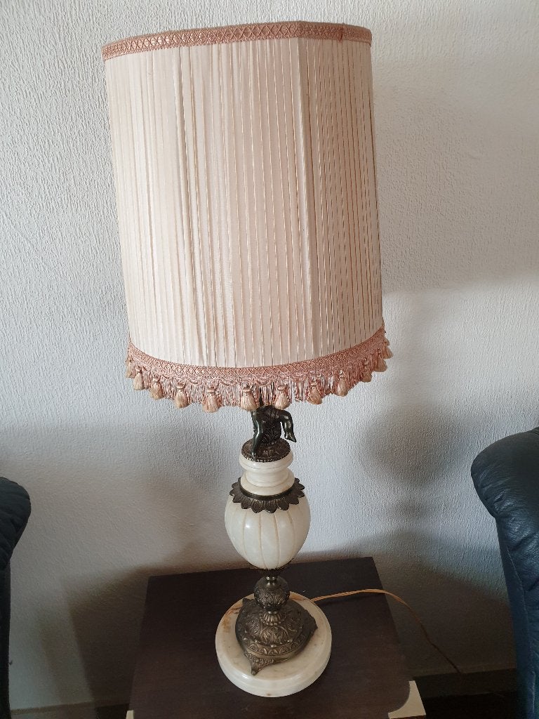 Tafellamp in barok-stijl, marmer met metaal, Huis en Inrichting, Lampen | Tafellampen, Ophalen, Gebruikt, Sfeerlamp, Met kap
