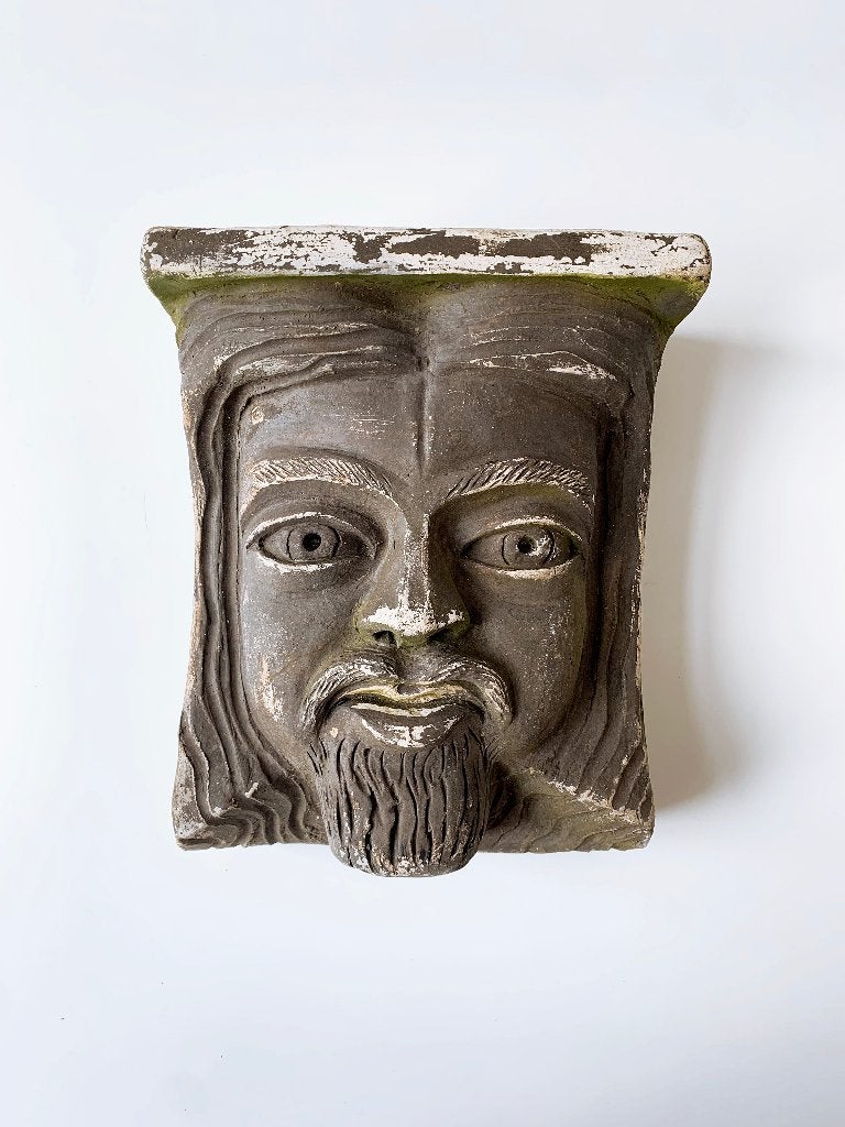 Sculptuur reliëf hoofd console beeld keramiek decoratie, Antiek en Kunst, Ophalen, Weerbestendig, 20 - 50 cm, Steen of Keramiek