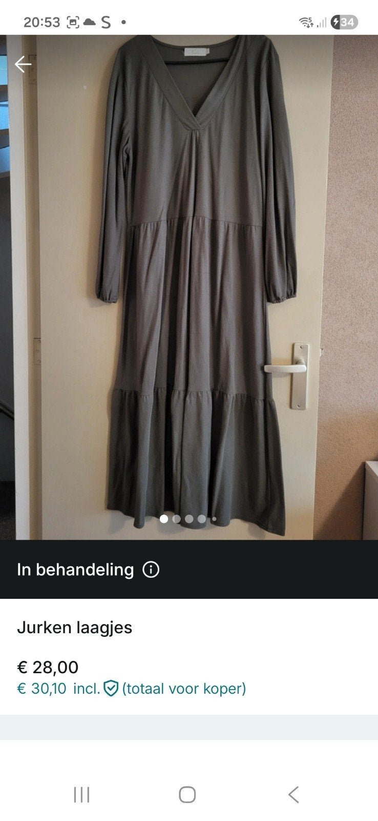 Maxi jurk met V-hals en laagjes, Kleding | Dames, Maat 42/44 (L), Ophalen of Verzenden, Onbekend, Zo goed als nieuw