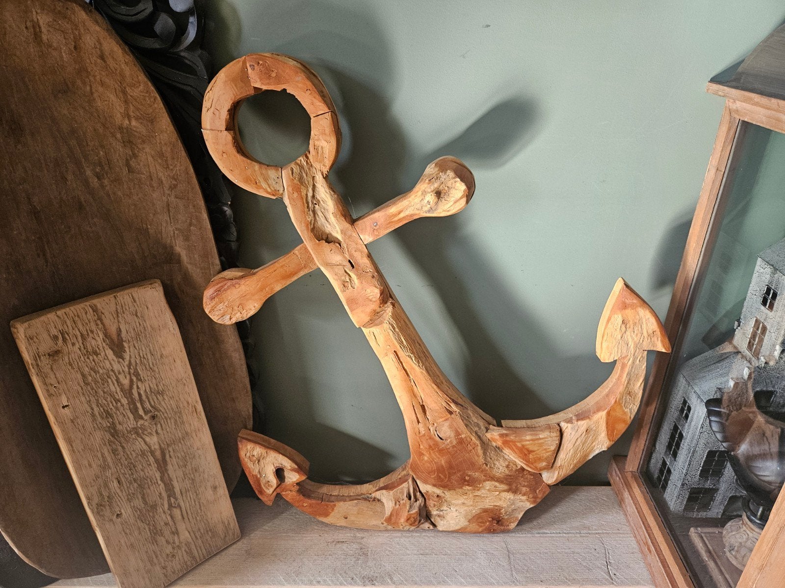 supermooi groot anker van teakhout!, Ophalen, Zo goed als nieuw