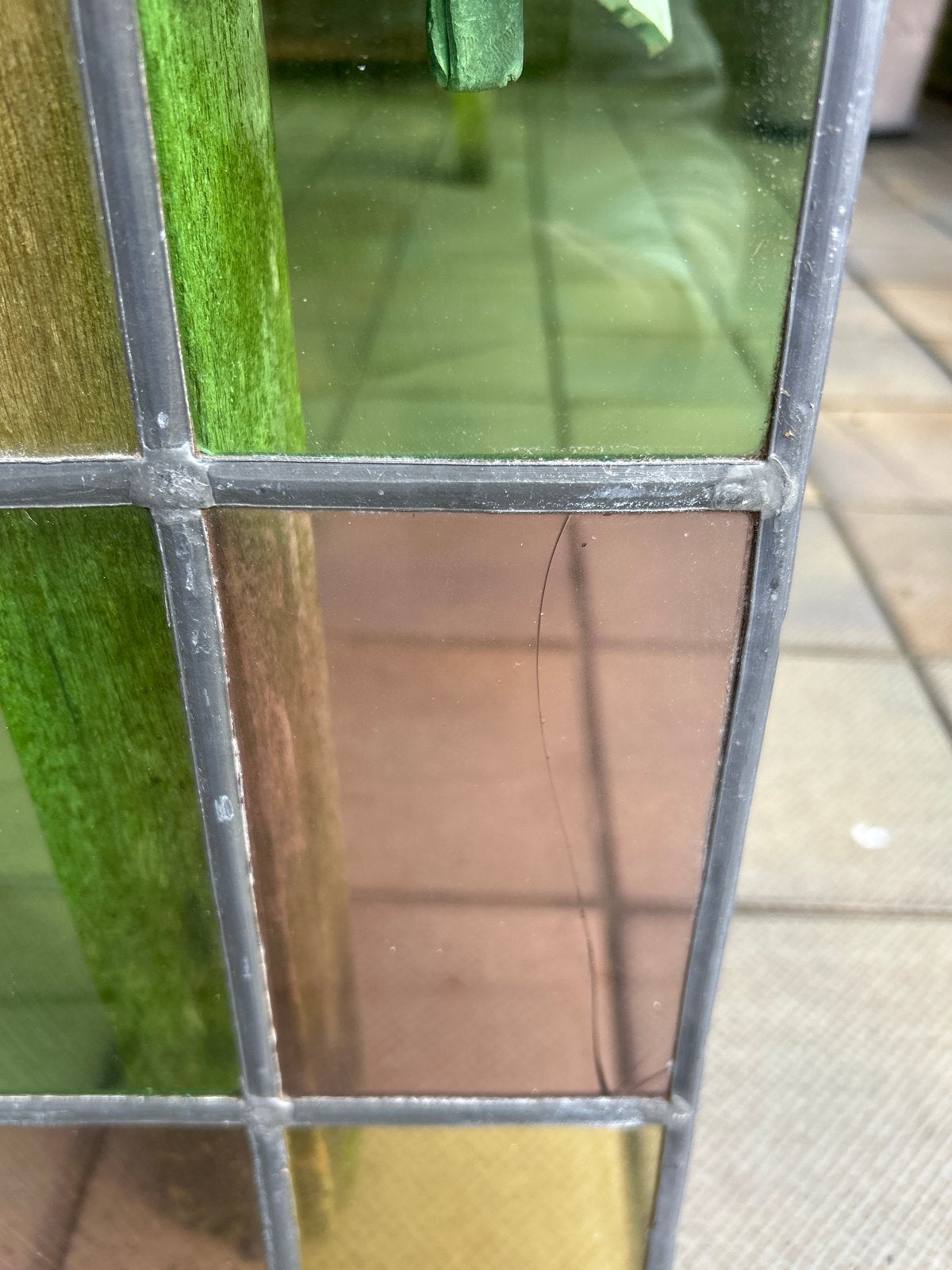Vintage Glas-in-lood Plantenbak/Vaas, Ophalen