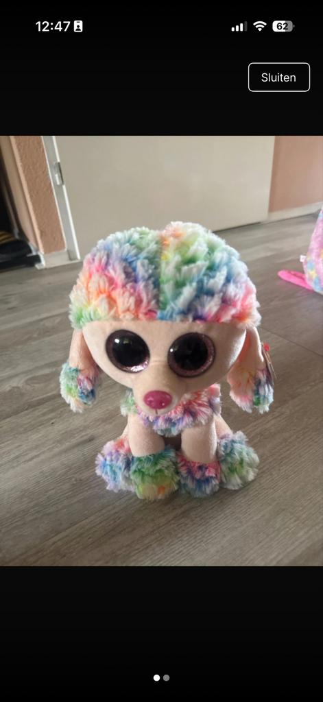 Nieuwe Ty knuffel - Kleurrijke poedel met label, Nieuw, Met label, Meerkleurig, Klein (minder dan 20 cm)