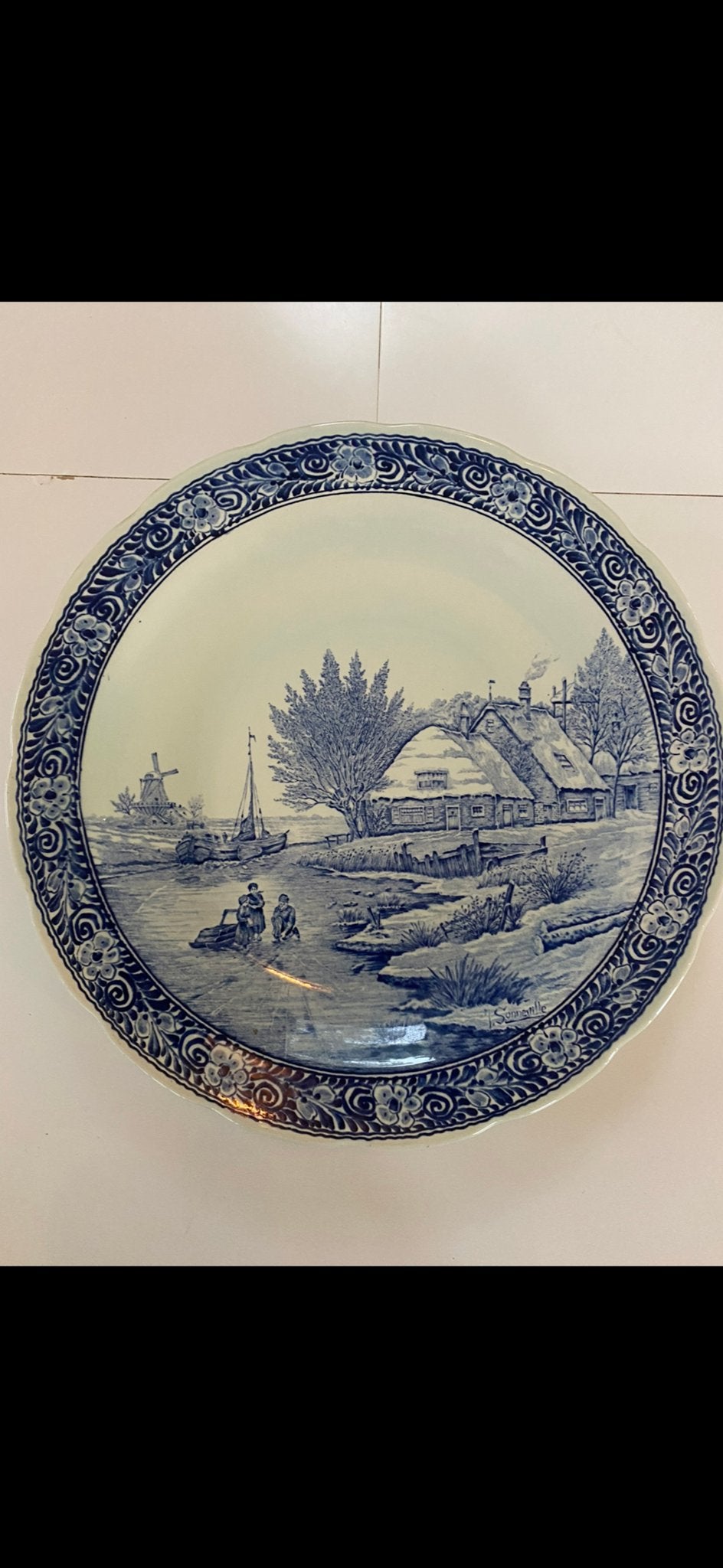 Oud Delfts Blauw Boch België Wandbord - Hollands Tafereel, Ophalen of Verzenden