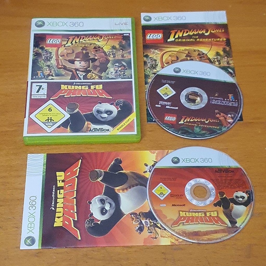XBOX 360 | LEGO Indiana Jones and Kung Fu Panda, Avontuur en Actie, Gebruikt, 2 spelers, Ophalen of Verzenden