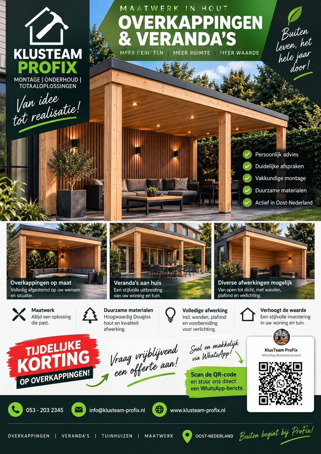 Maatwerk Overkappingen & Veranda's - KlusTeam ProFix, Ophalen, Nieuw