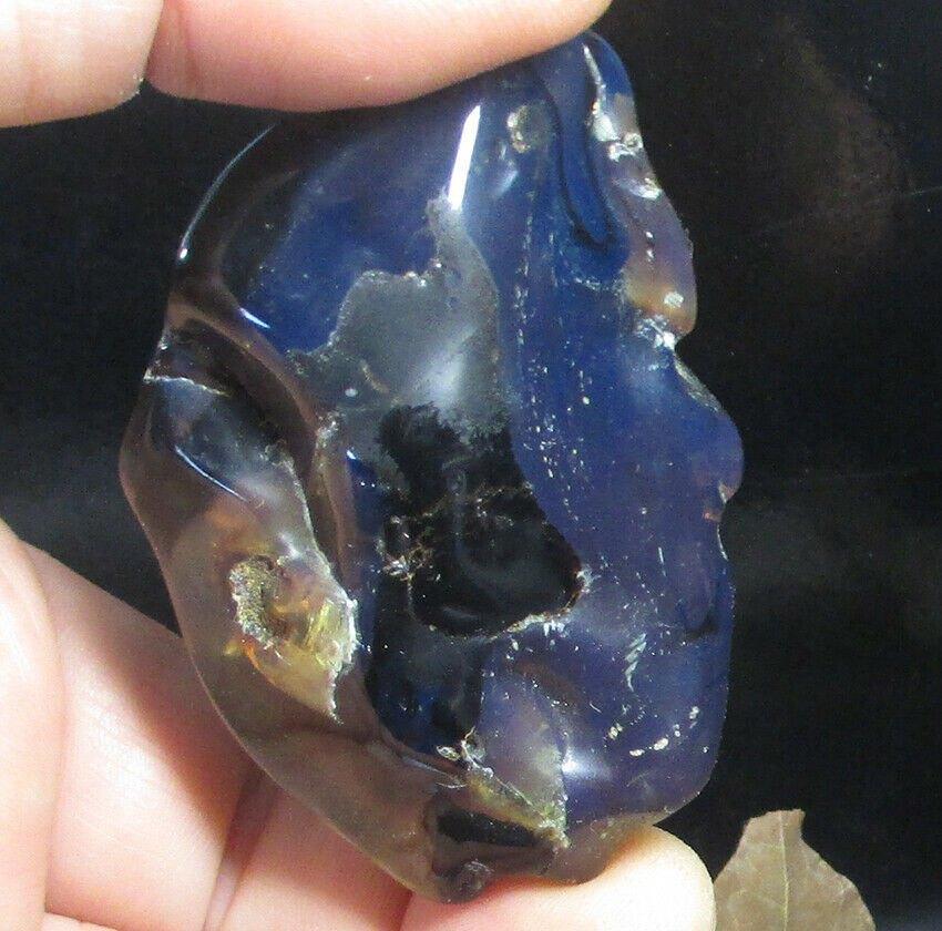 Barnsteen blauw hanger - 62x43x24mm - Sumatra, Ophalen of Verzenden, Fossiel